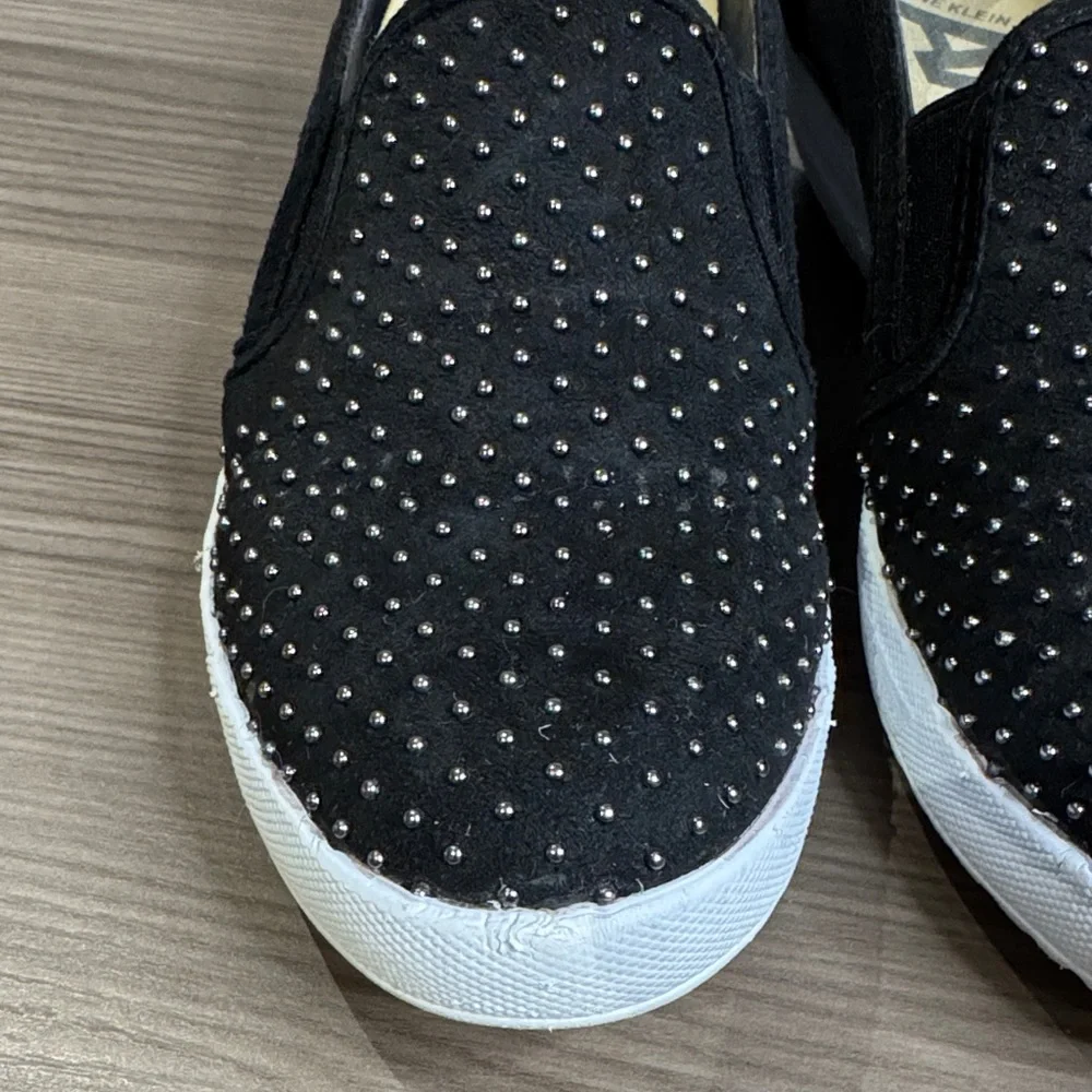 Anne Klein Sport Black Studded Slip-On Wedge Sneakers